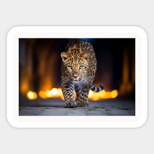 Leopard Wildlife Animal On Street Sticker